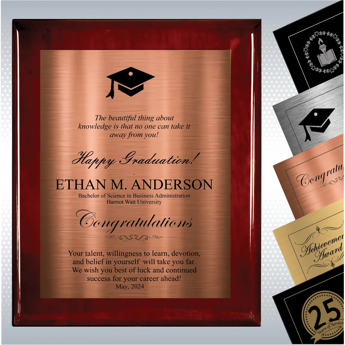 Rosewood Piano Graduation Gift Plaque 1