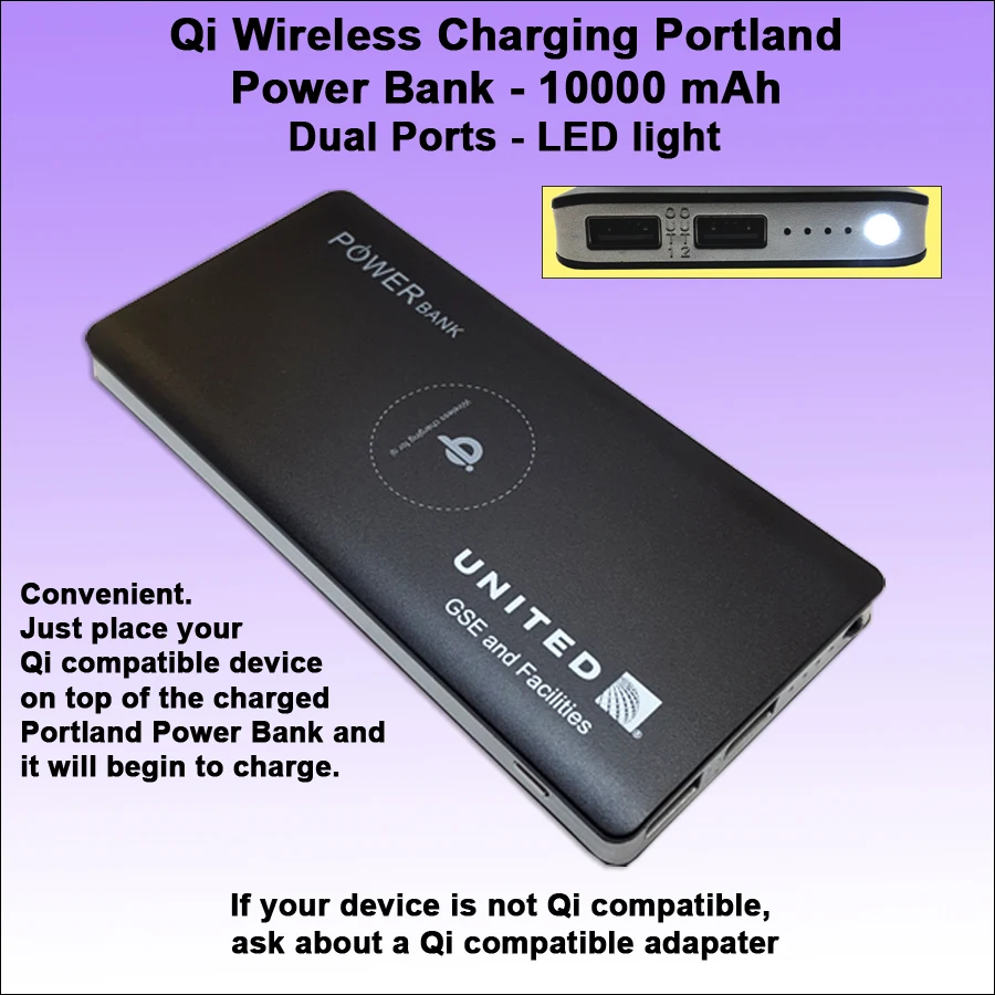 Qi Wireless Charging Portland Power Bank 10000 mAh - Black 1