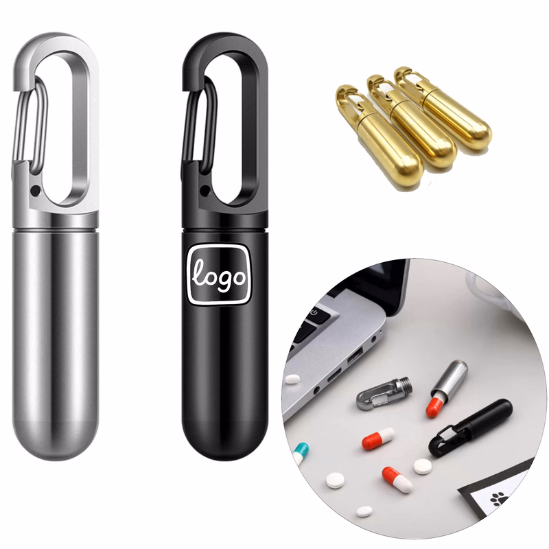 Stainless Steel Pill Case Keychain