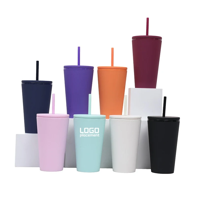 Customized double-layer straw plastic cup 1