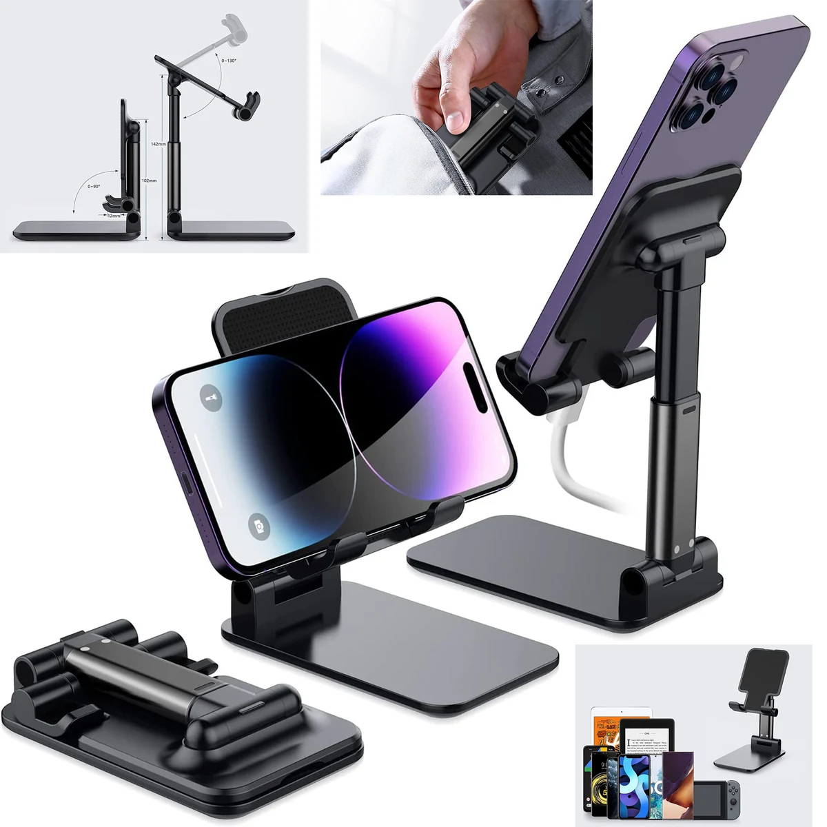 Fully Adjustable Cell Phone Stand for Desk 1