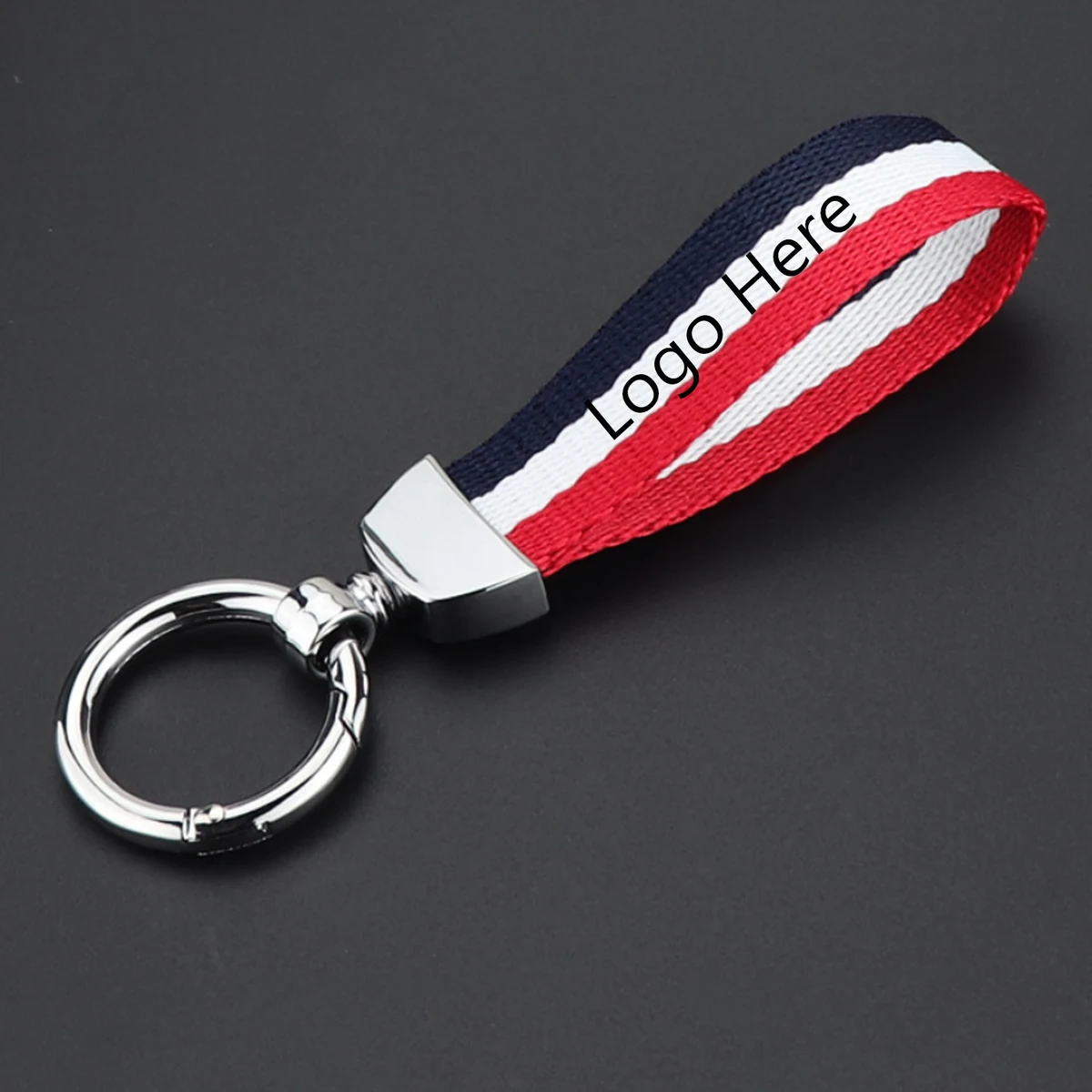 Striped Canvas Alloy Keychain 1