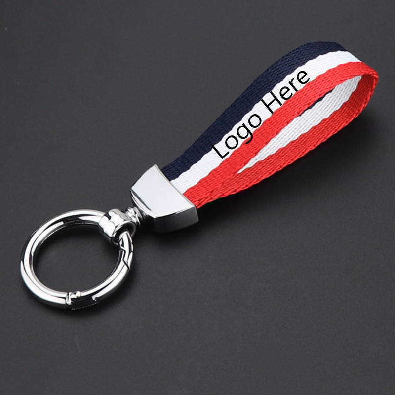 Striped Canvas Alloy Keychain