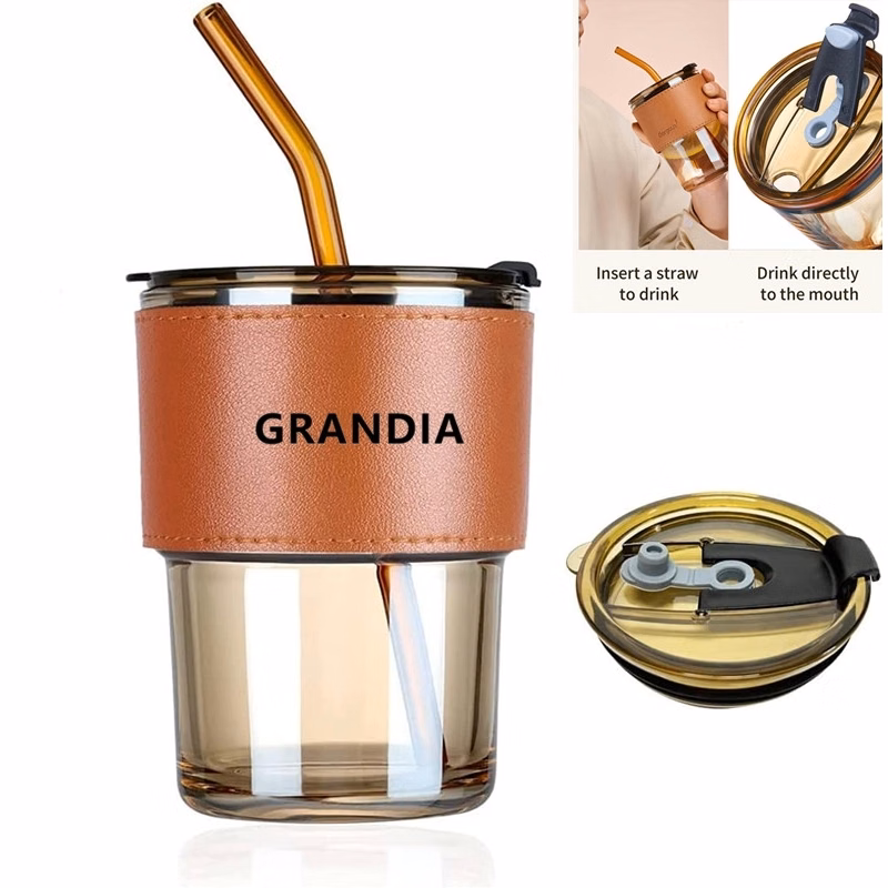 Glass Tumbler with Straw and Lid