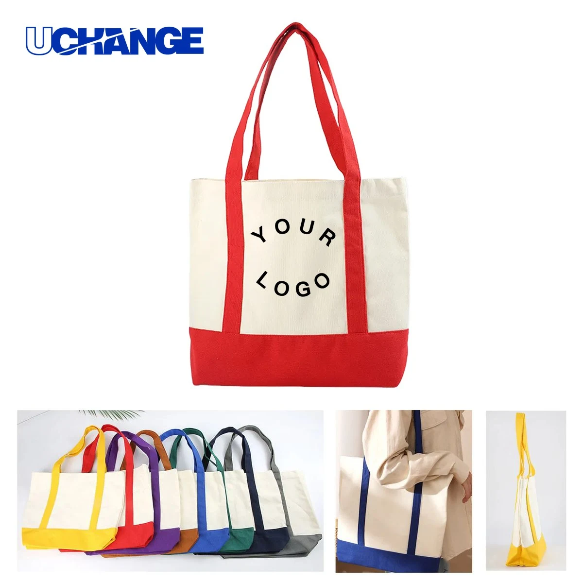 18 Inch Canvas Tote Bag Carrier with Extra Section, custom tote bag with logo imprint 1