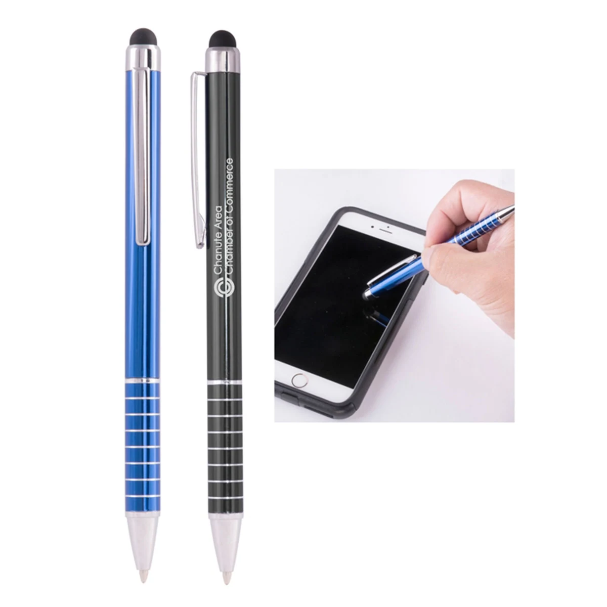 Stylus Ballpoint Pen & Stripped Grip and Shining Accents 1