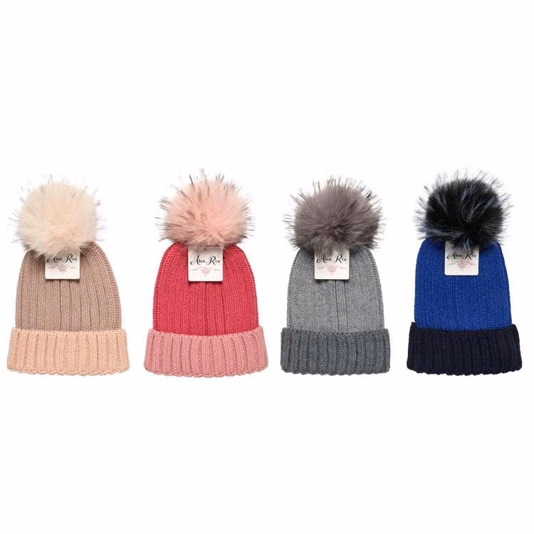 Two-Tone Cuffed Women's Ribbed Hats Assorted Colors