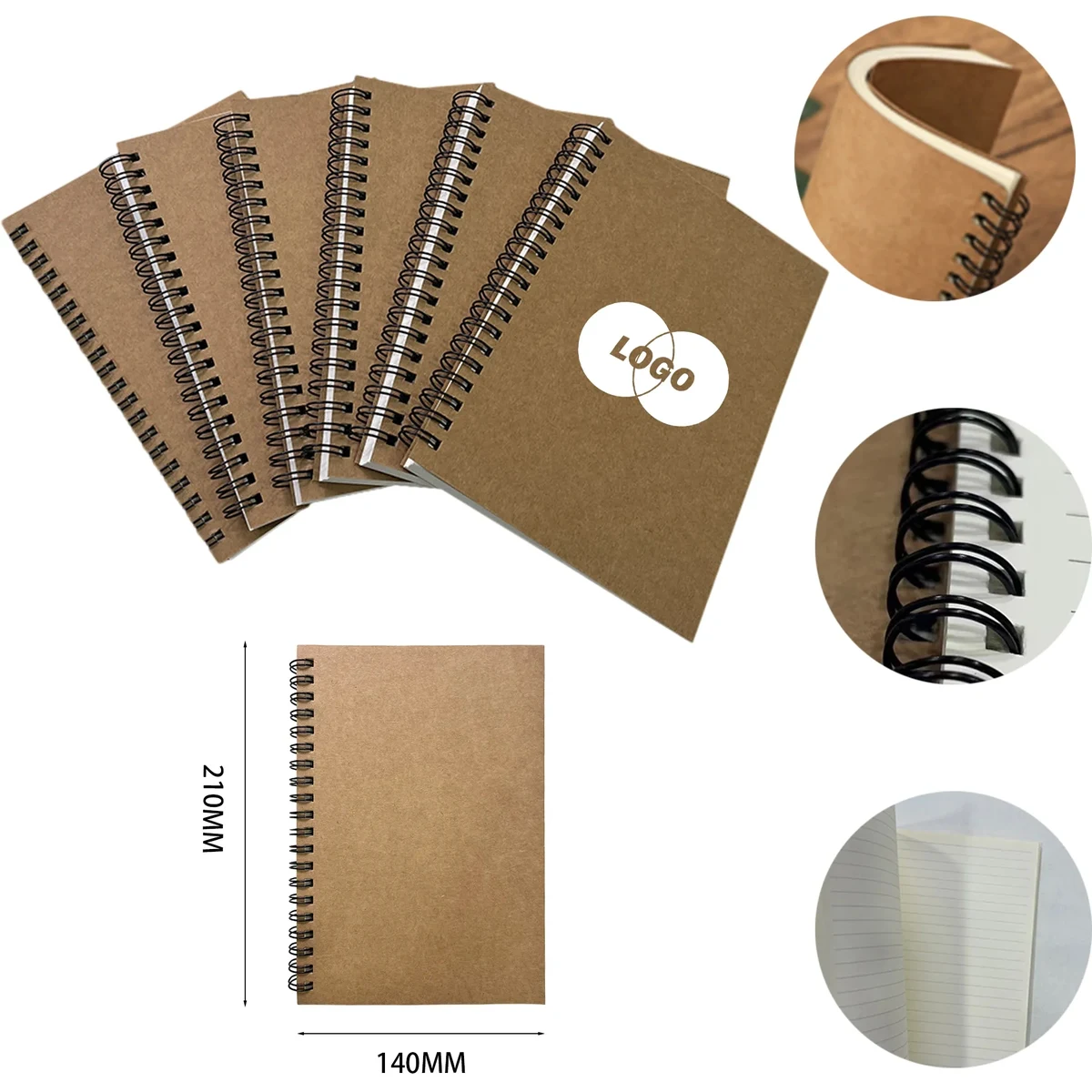 MOQ 50PCS Kraft Loose-Leaf Spring Notebook 1