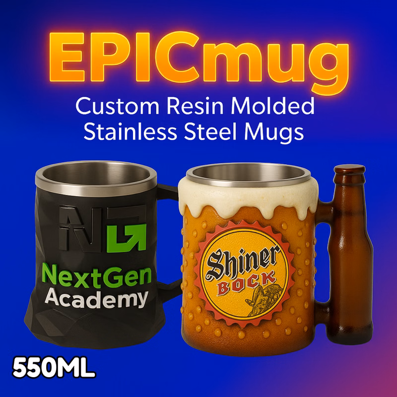 EpicMug Customizable Resin Molded Exterior Mug - Stainless Steel 550ML