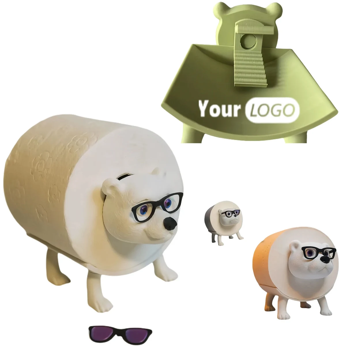 Stylish Polar Bear Toilet Paper Holder With Cool Sunglasses 1