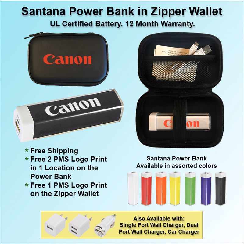 Santana Power Bank in Zipper Wallet - 1800mAh