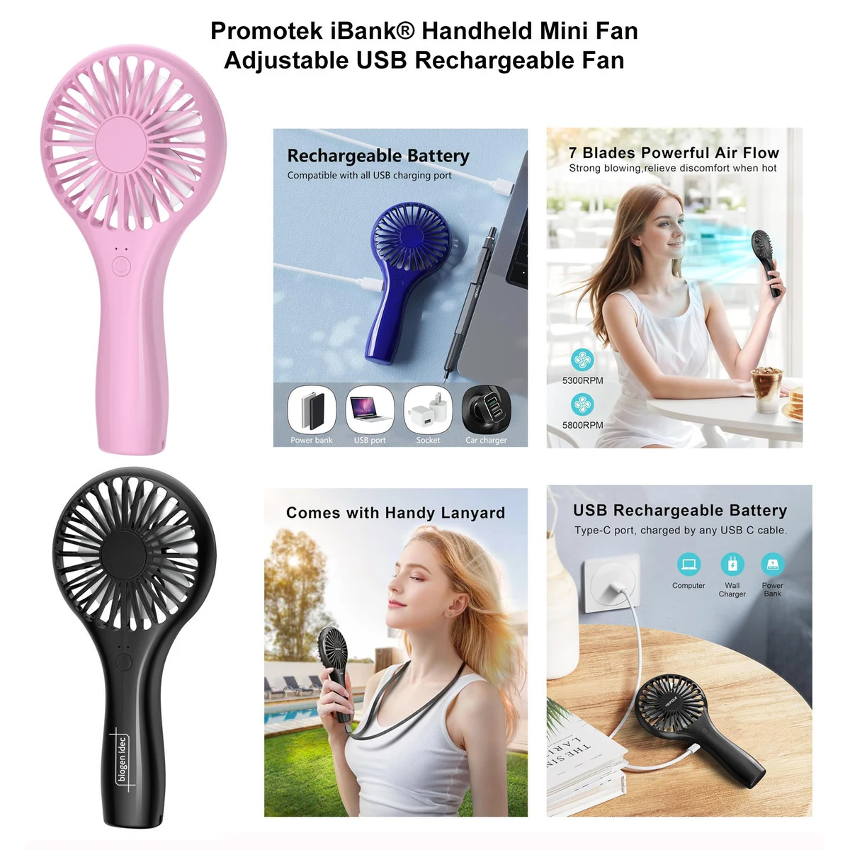 iBank ® USB Rechargeable Handheld Fan 1