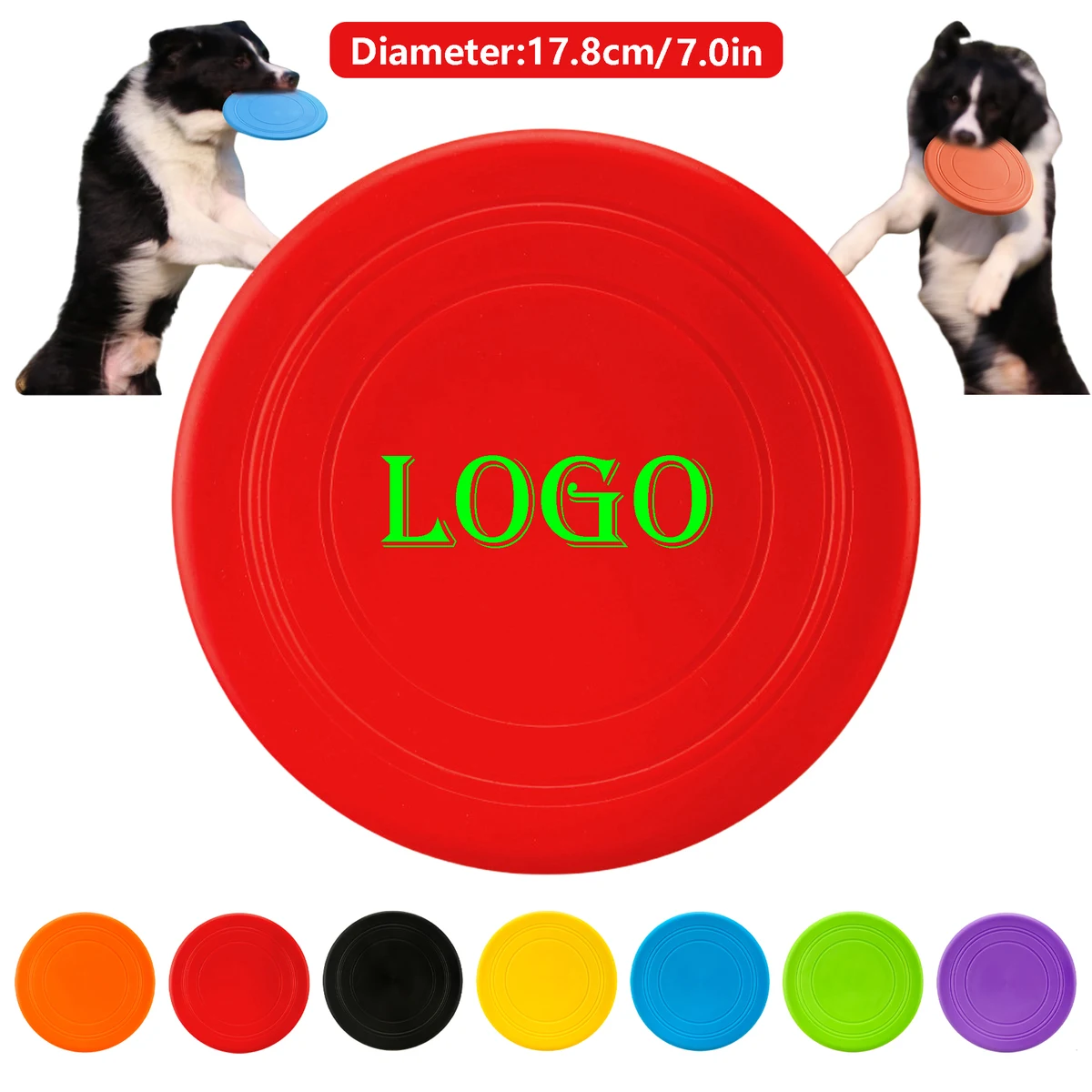 7 Inch Soft Rubber Dog Flying Disc for Active Dogs - Gentle Chew-Resistant Flyer with Multicolor Op 1