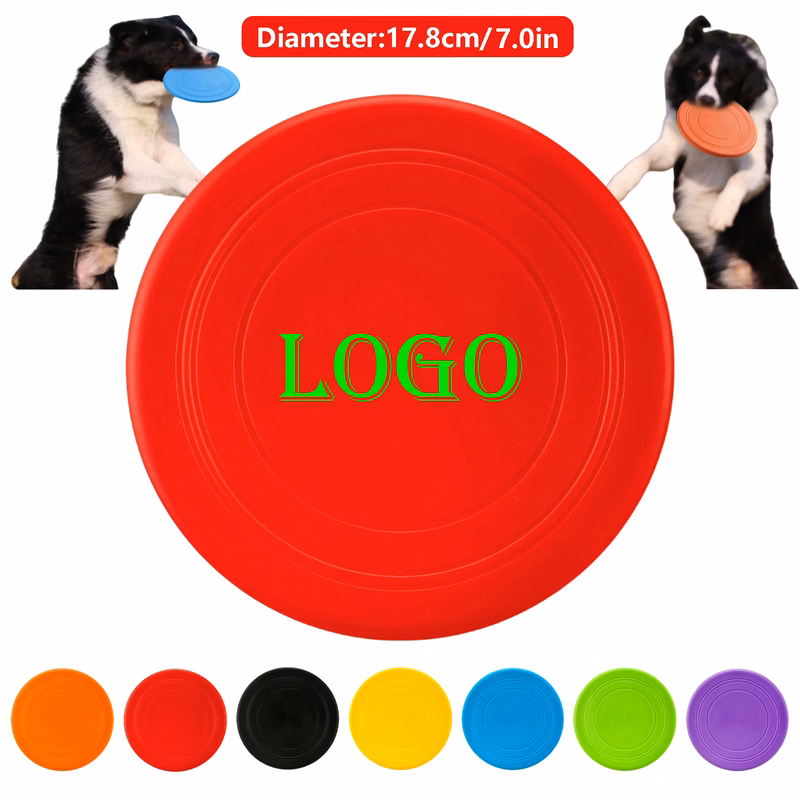 7 Inch Soft Rubber Dog Flying Disc for Active Dogs - Gentle Chew-Resistant Flyer with Multicolor Op