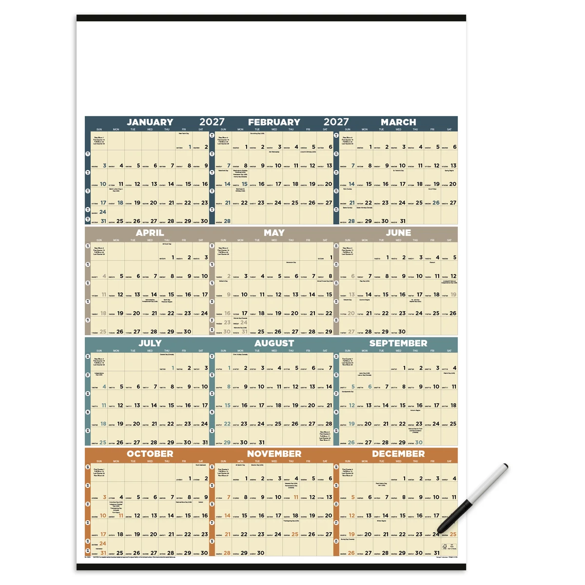 Triumph® Calendars Time Management Span-A-Year (Laminated w/Marker) Calendar 1