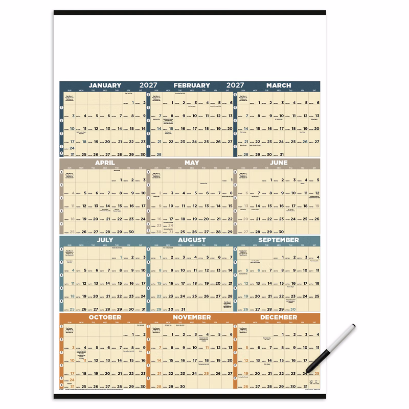 Triumph® Calendars Time Management Span-A-Year (Laminated w/Marker) Calendar