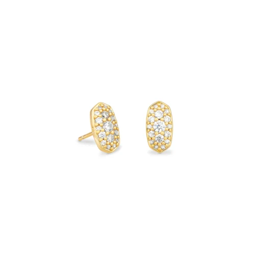 Kendra Scott Grayson Gold Stud Earrings in White Crystal 1