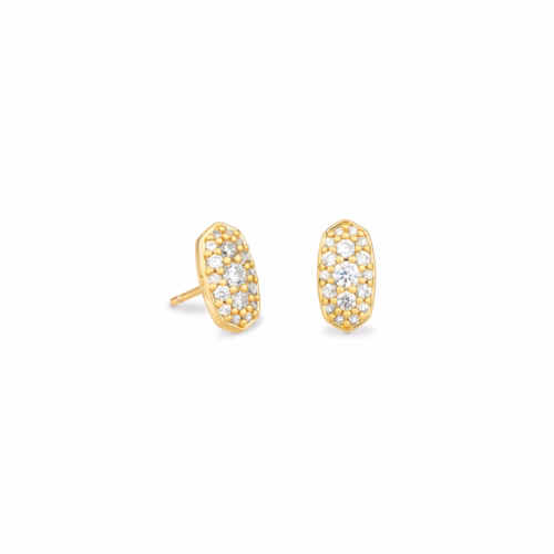 Kendra Scott Grayson Gold Stud Earrings in White Crystal