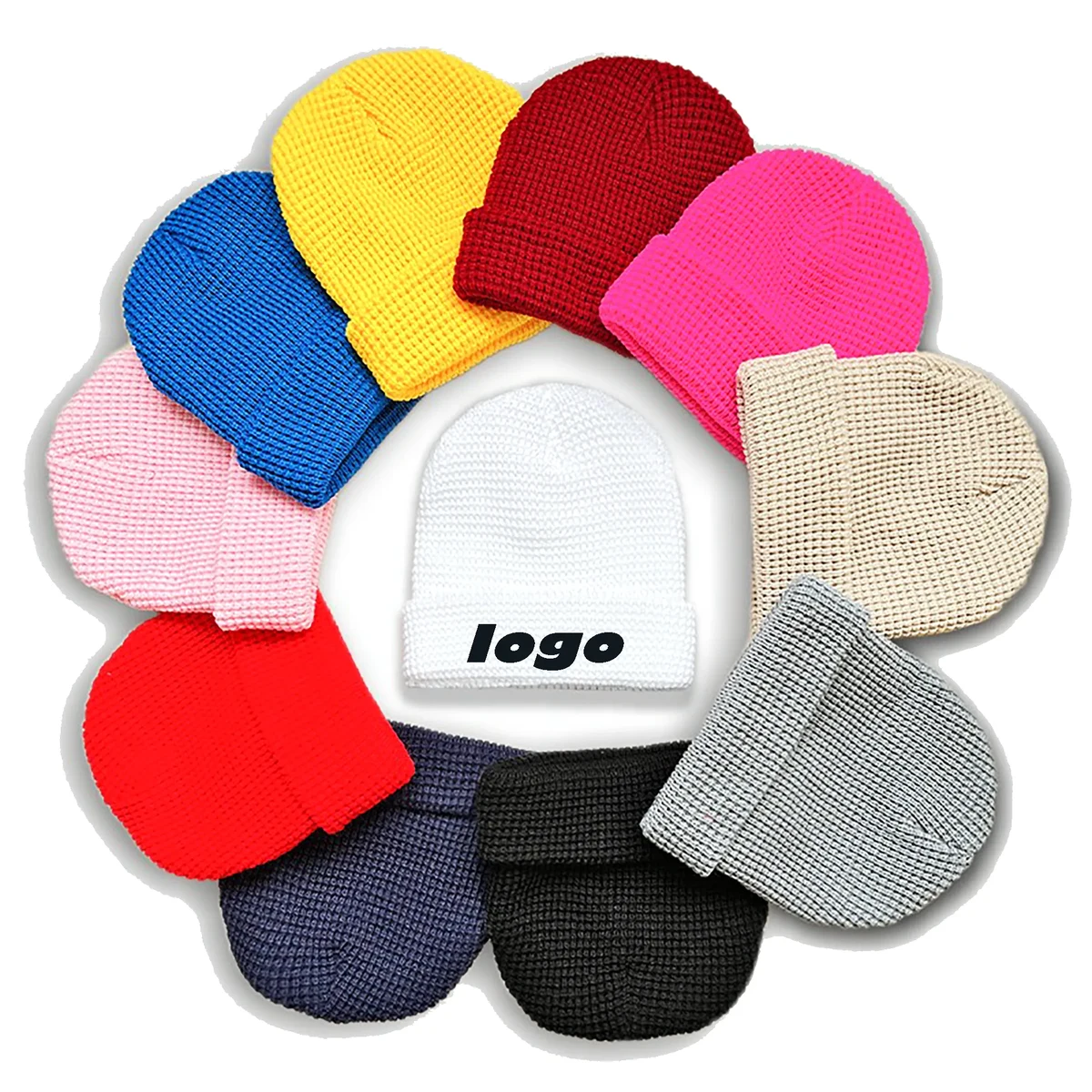 New Waffle Knitted Embroidered Hat 1