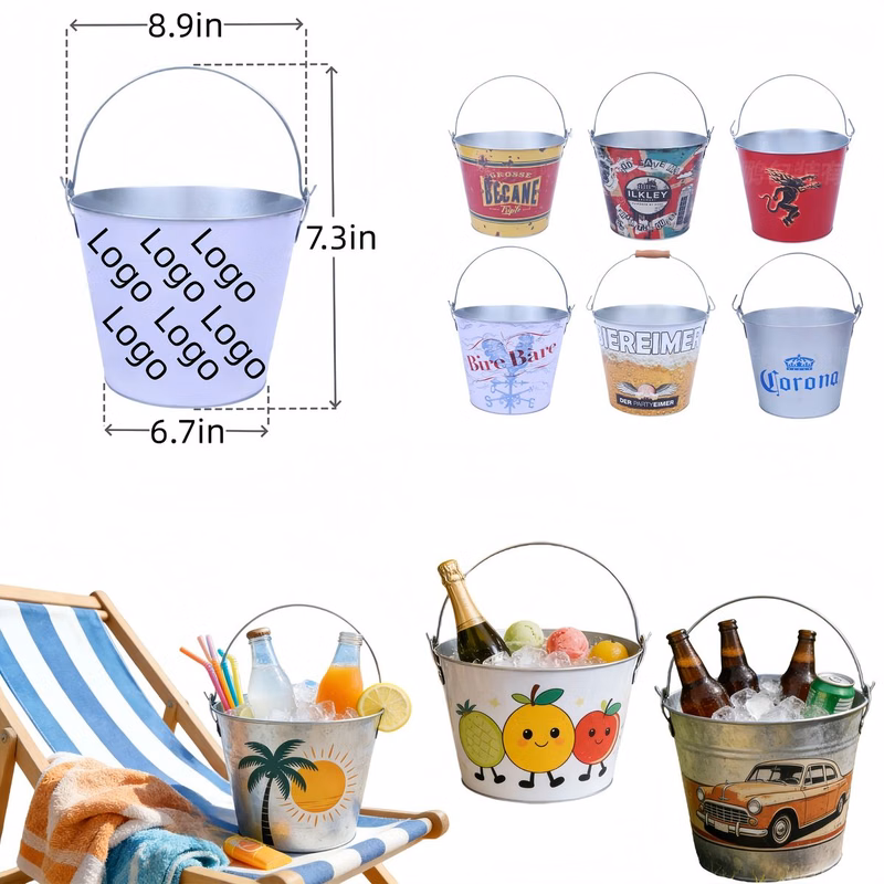 5.3 Quart Galvanized Ice Bucket with Handle