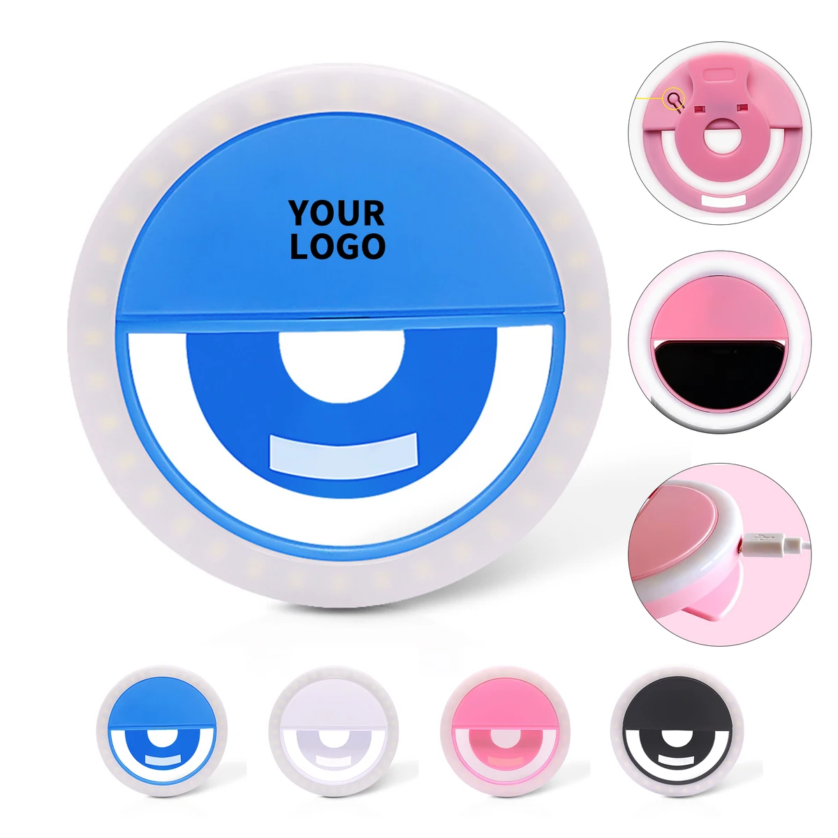 USB Charging Round Selfie LED Light With Rotating Clip 1