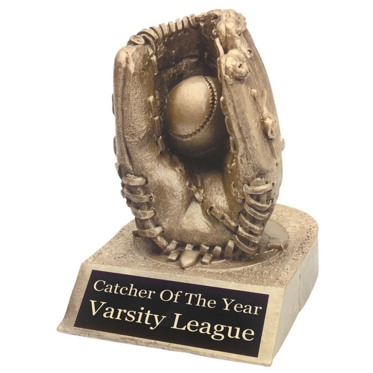 Baseball & Glove Antique Gold Resin Award 1
