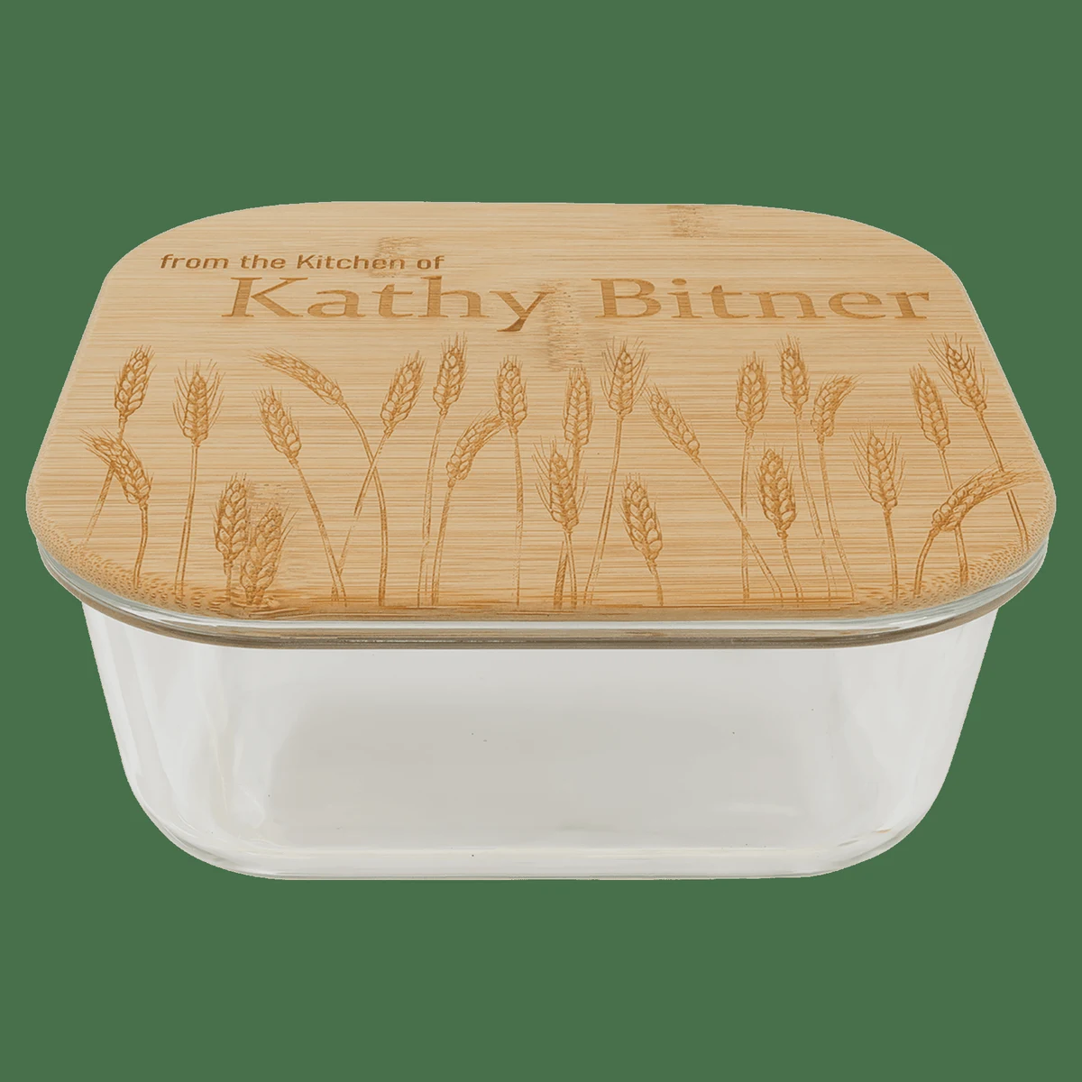 37 oz Clear/Bamboo Square Glass Container with Lid 1