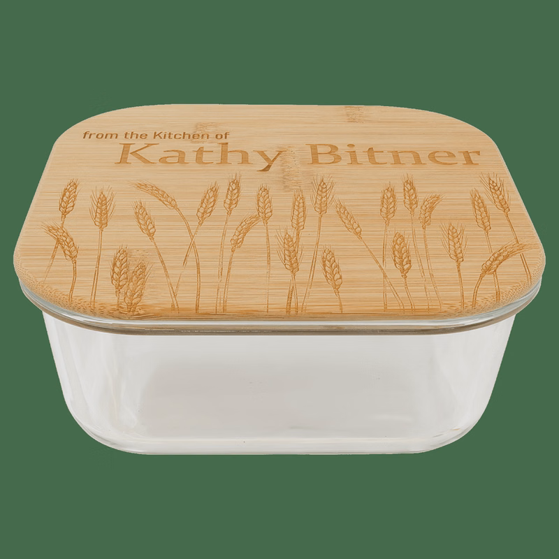 37 oz Clear/Bamboo Square Glass Container with Lid