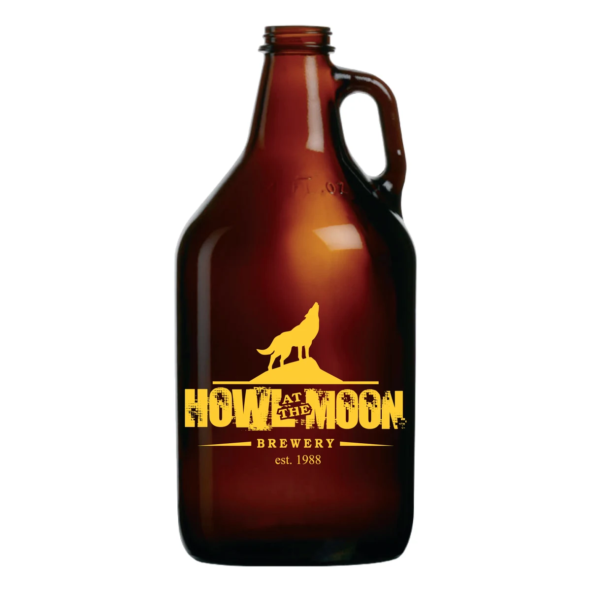 64 oz. Amber Growler w/o Lids, custom glassware with logo imprint 1