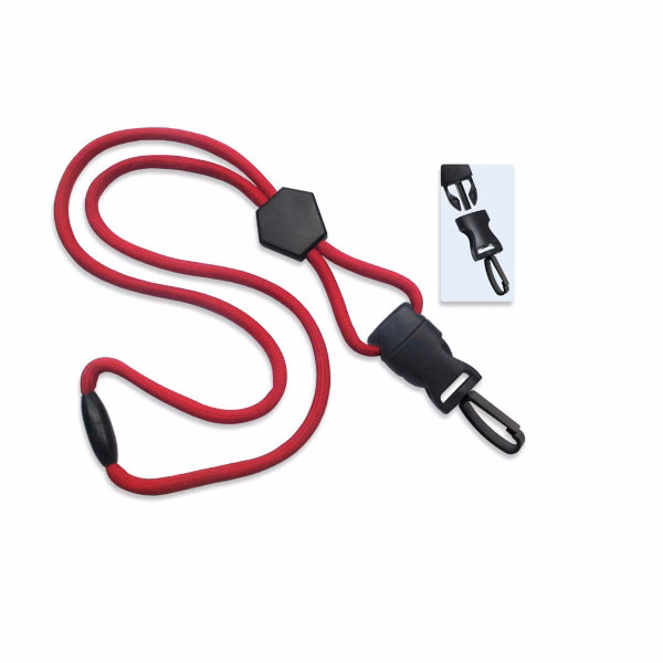 1/4" Blank Detachable Lanyard w/D-tach Plastic Swivel Hook (Red)