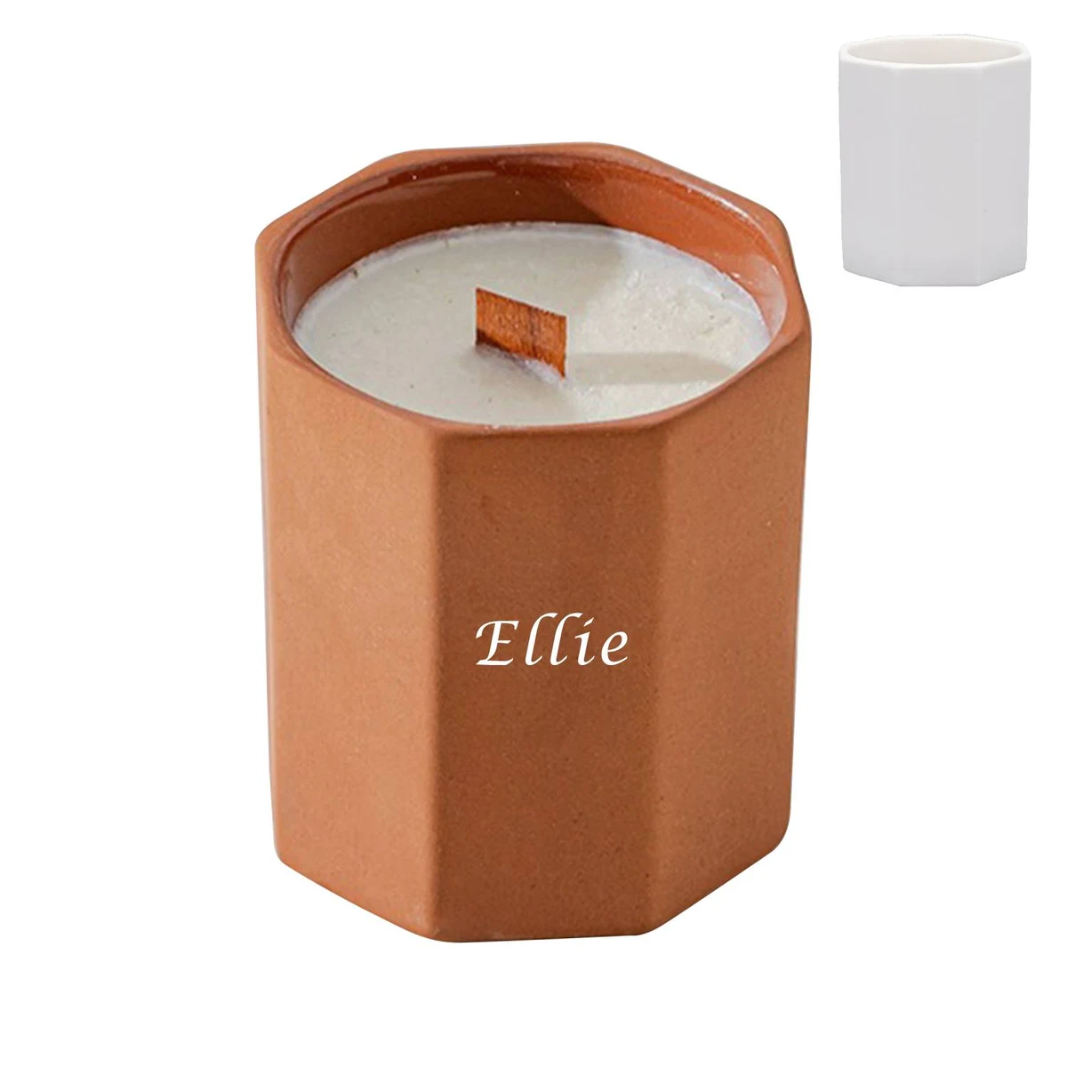Frosted octagonal ceramic candle cup 1