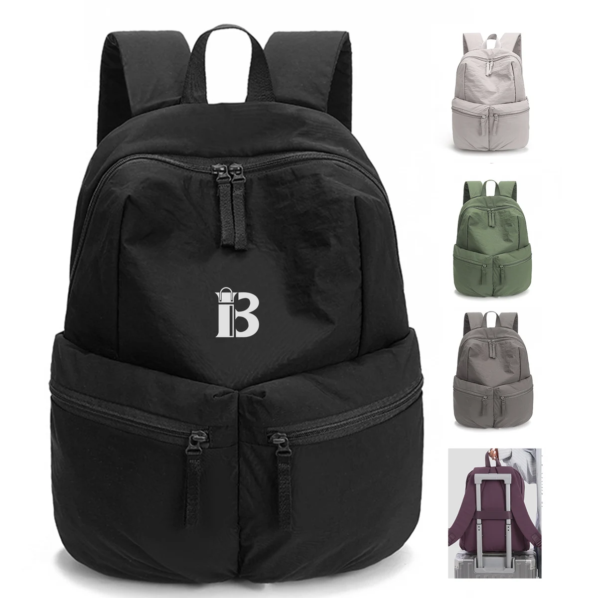 Lightweight Water Resistant Nylon Backpack w/ Pockets 1