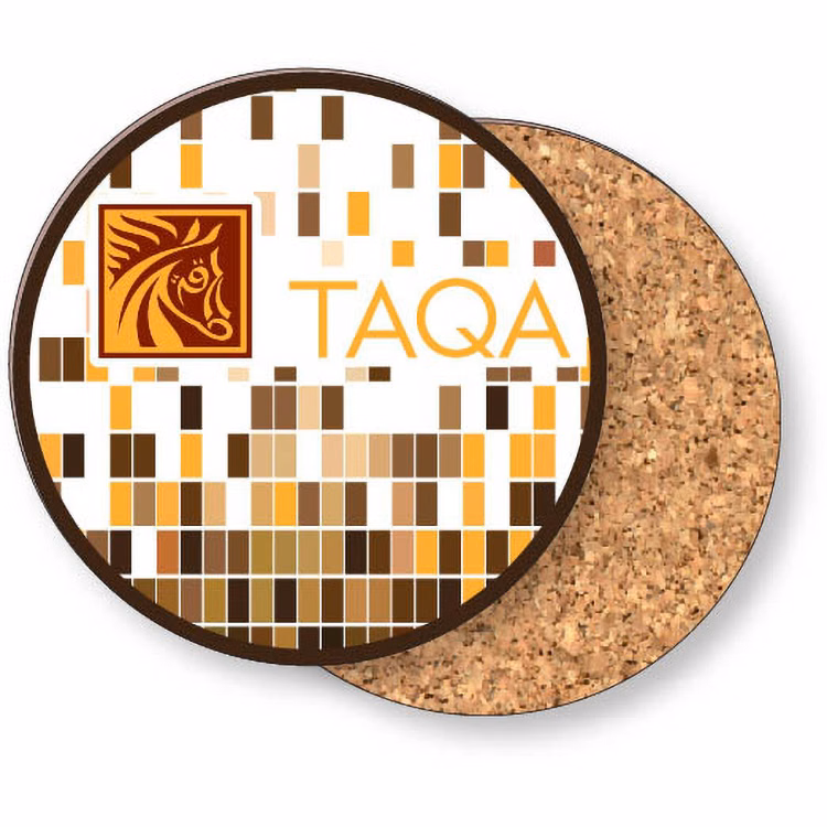 Premium Coasters .100 Gloss Copolyester Top & 1/16" Cork Base (3.5" dia.) Round Full Colour Imprint