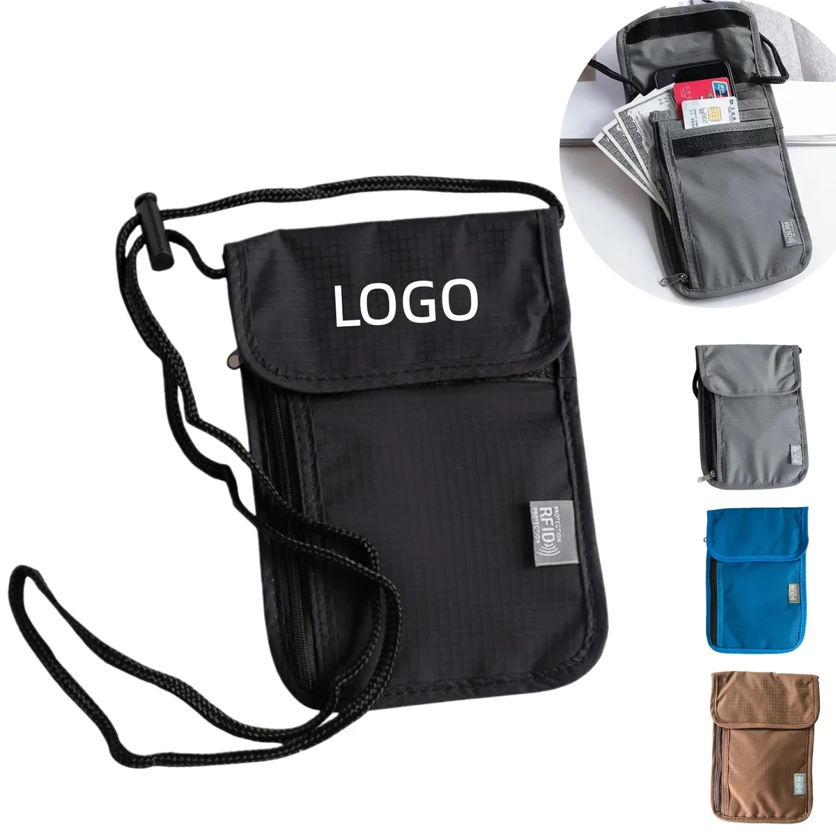 Travel RFID Blocking Pouch Neck Strap Passport Holder Wallet 1