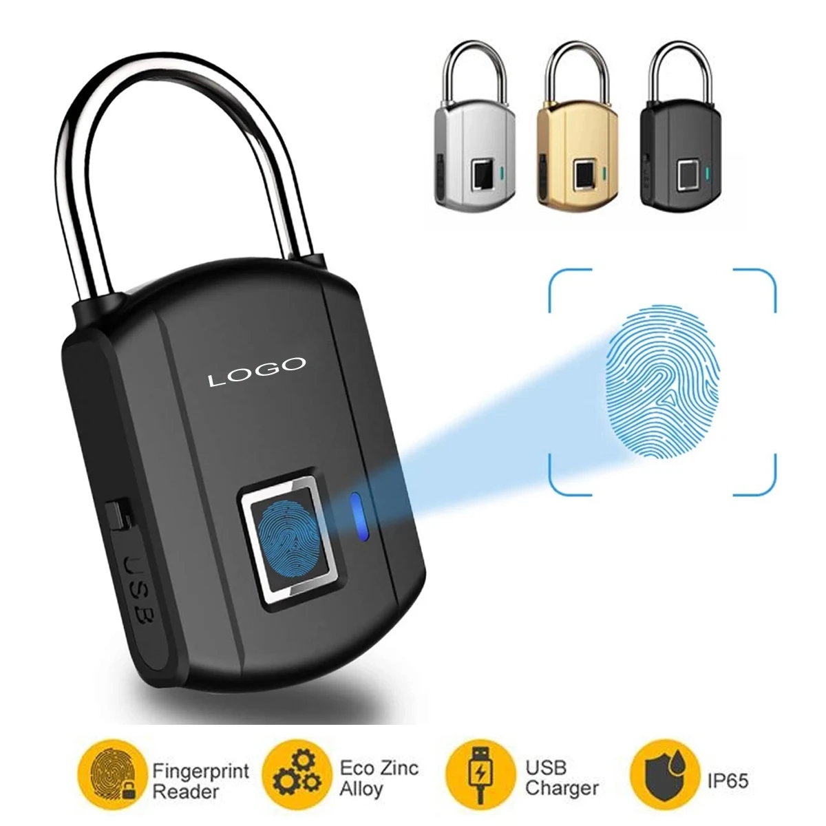 Fingerprint Padlock Rechargeable Anti Theft lock 1