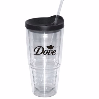 24 oz Double Wall Plastic Cup with Straw