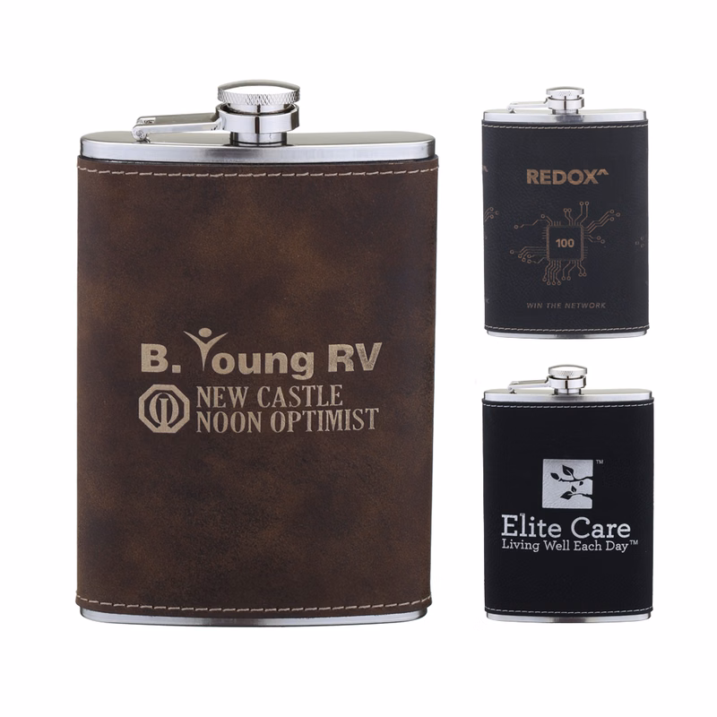 Laserable Leatherette Flask