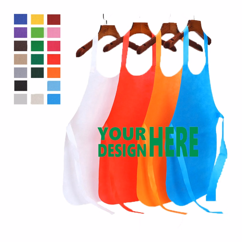 MOQ 100 PCS Disposable non-woven apron For Cooking Painting