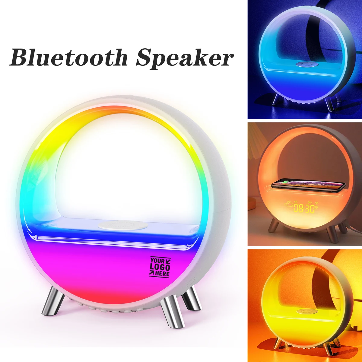 White Noise Soothing Sound Machine Wireless Charging Bluetooth Speaker Gradual Sunrise Alarm Clock 1