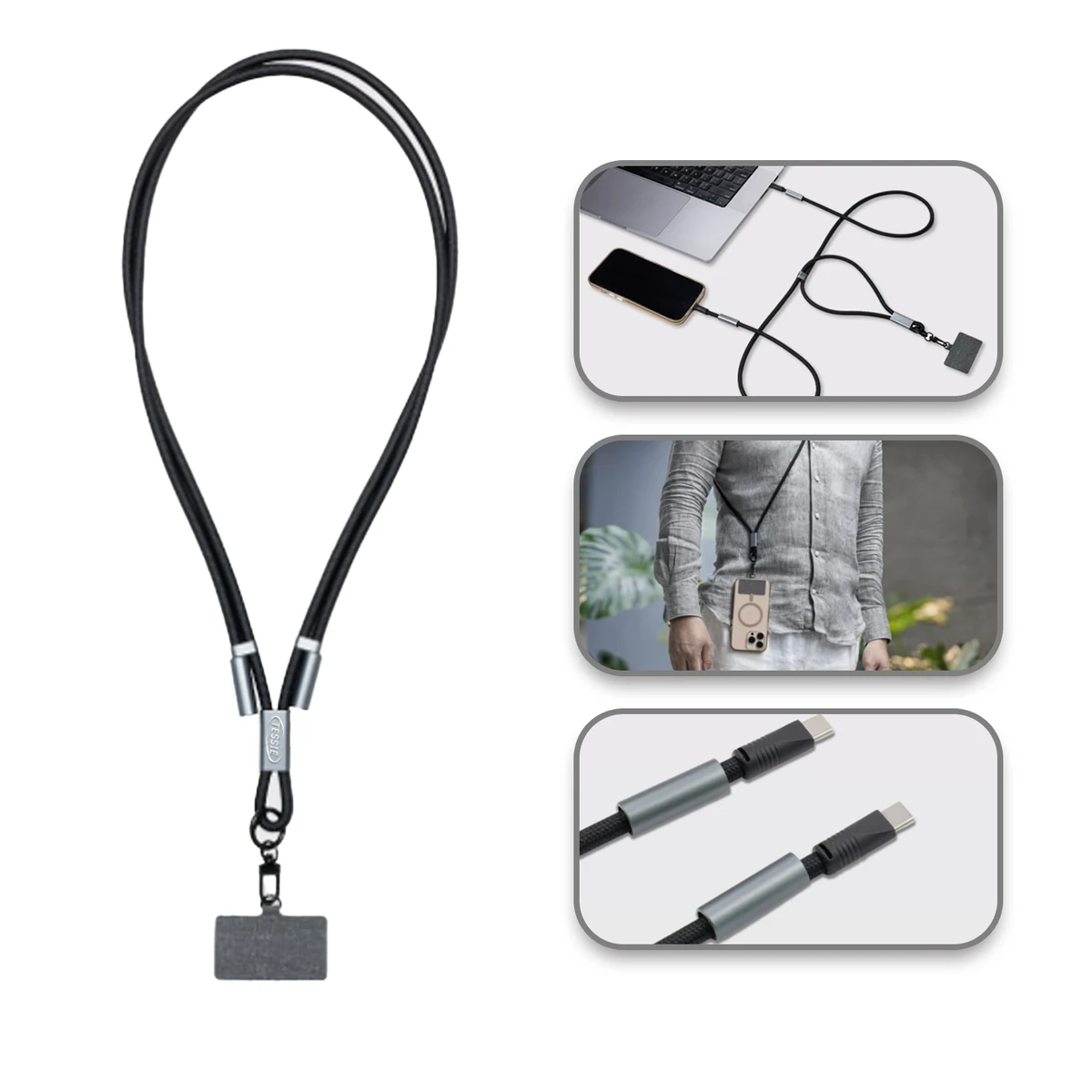 RPET Adjustable Phone Charging Lanyard 1