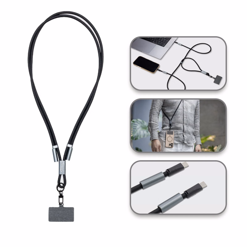 RPET Adjustable Phone Charging Lanyard