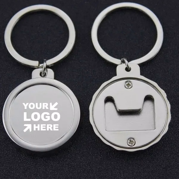 Metal Round Beer Bottle Cap Opener with Keychain