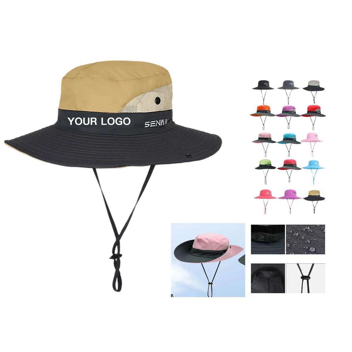 Polyester Sun Hat with Wide Brim and Mesh Ventilation 1