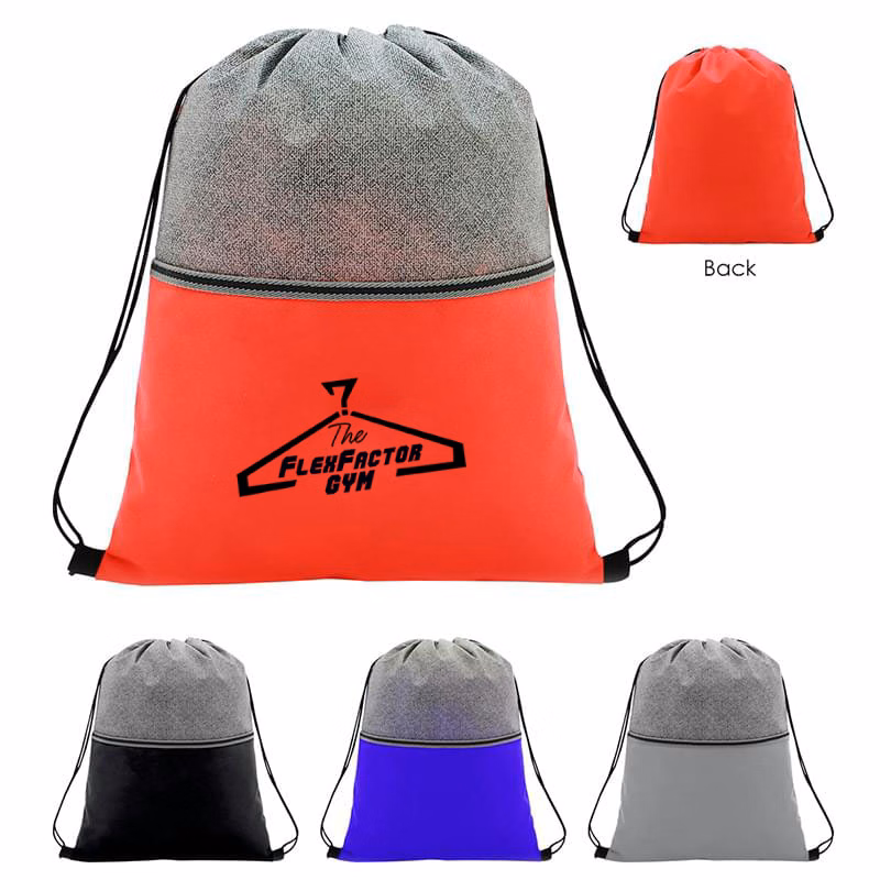 Color Basics Heathered Non-Woven Drawstring Bag
