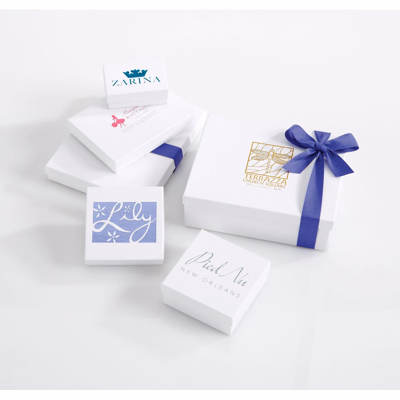 White and Natural Kraft Cotton Filled Jewelry Box