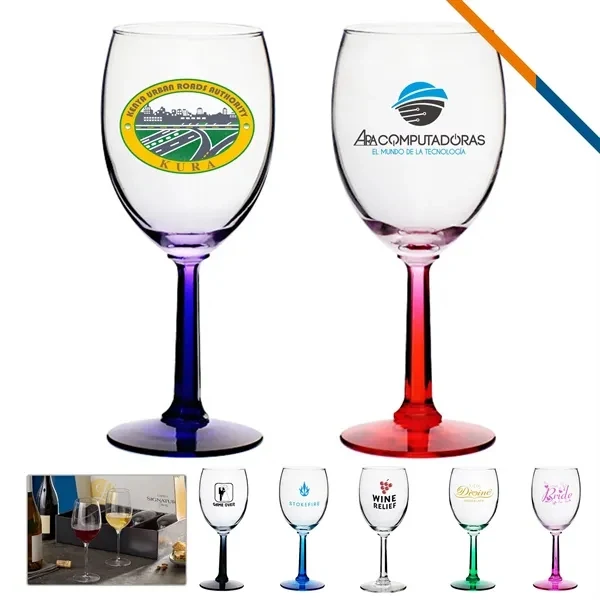 Custom 10 oz Clear Glass Wine Glasses with Hexagonal Stem — Event Elegance 1