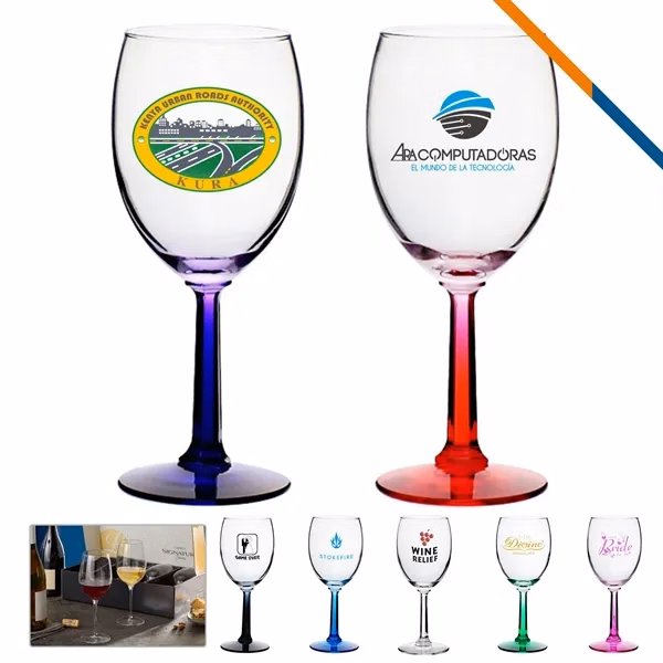 Custom 10 oz Clear Glass Wine Glasses with Hexagonal Stem — Event Elegance