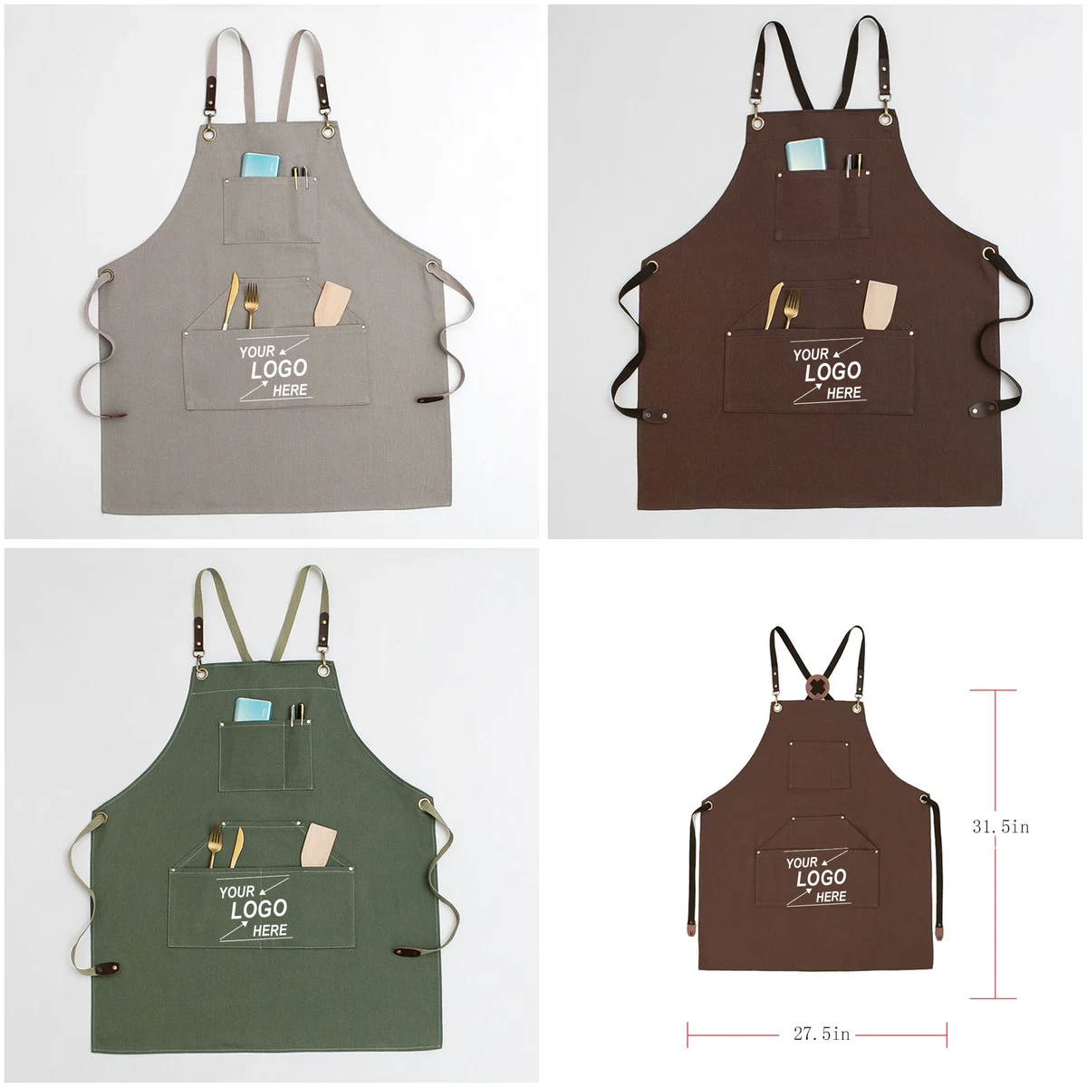 Unisex Denim Apron with Pockets for Kitchen Cooking 1