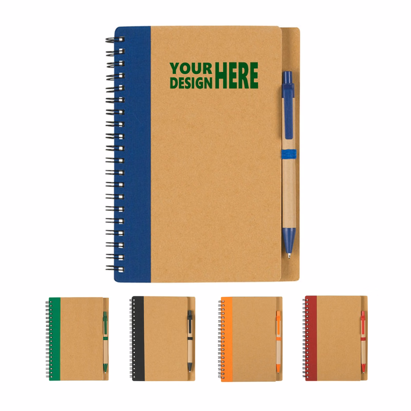 MOQ50 Customizable Spiral Notepad with Pen Gift