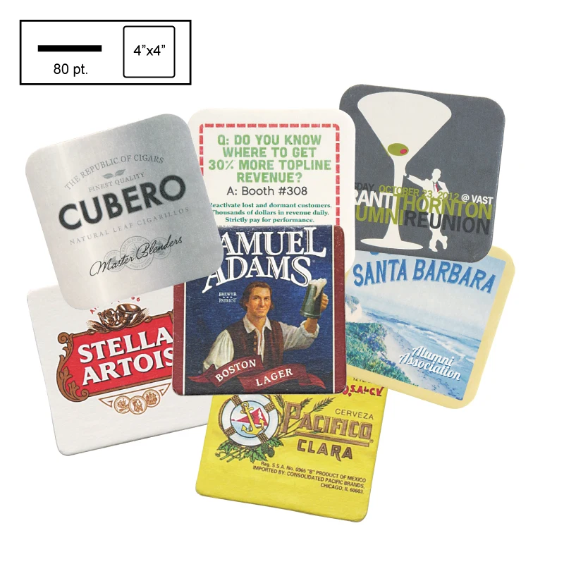 4" Square Heavy Weight Pulpboard Coaster 1